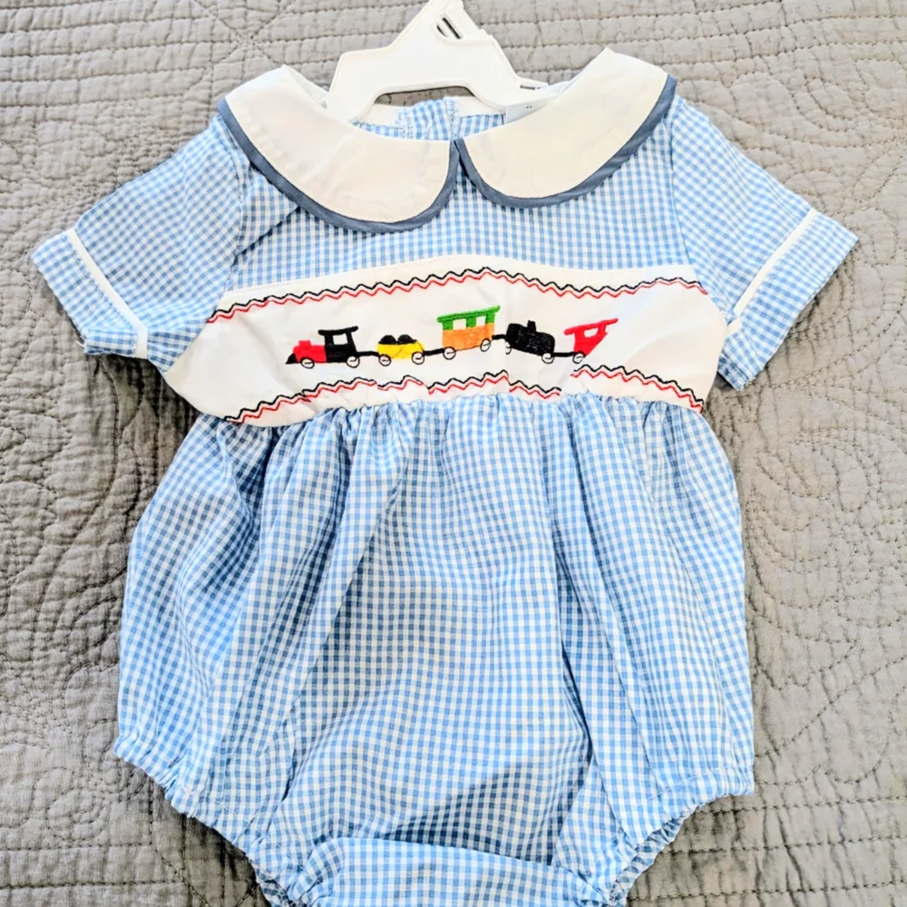 SHEIN Blue Gingham Train One Piece